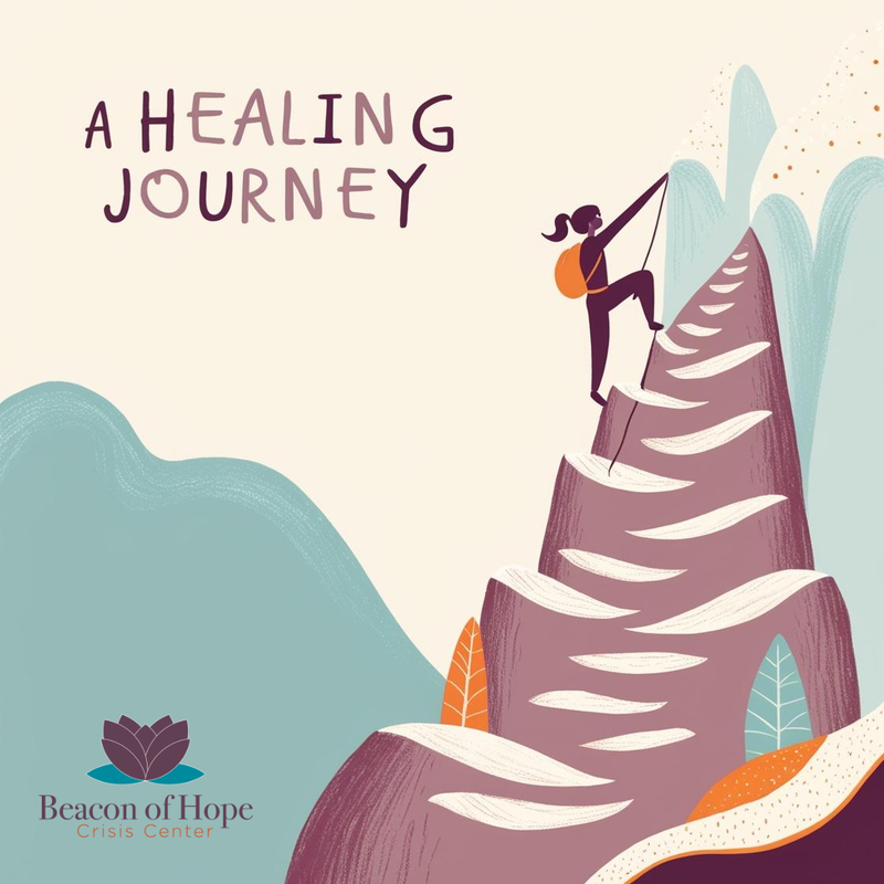 A Healing Journey a woman hiking up a high path